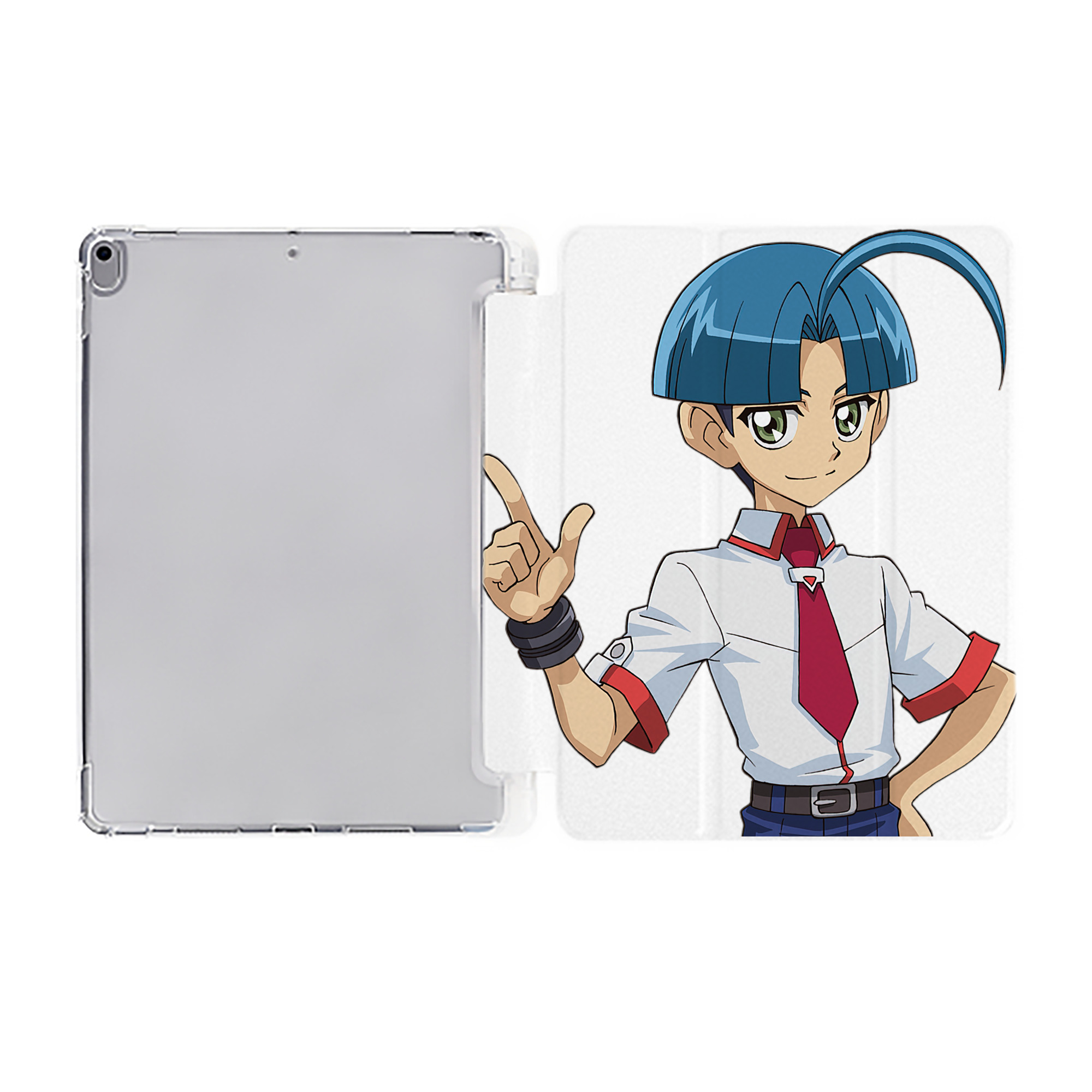 （画像用） 遊☆戯☆王 Yu-Gi-Oh! IPad ケース ペン収納付き 三つ折りスタンド PUレザー×シリコン 対応機種9.5/10.5/10.9インチ